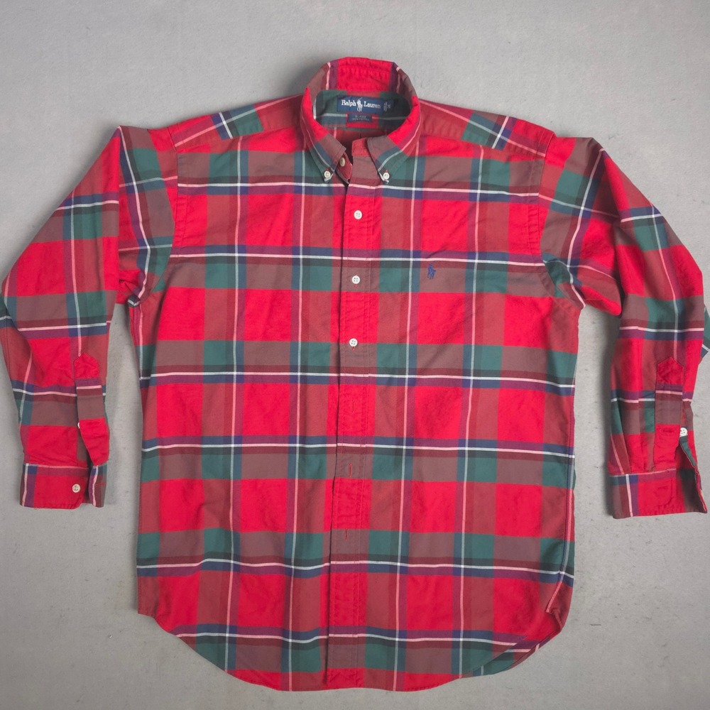 Ralph Lauren Men's Blake Plaid‎ Long Sleeve Button Down Shirt Red Green Blue